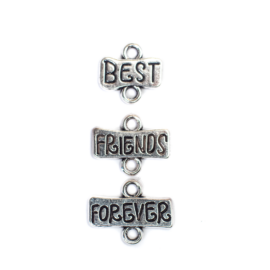 Best friends forever feliratos összekötő, medálalap, antik ezüst színű, 1 szett/cs