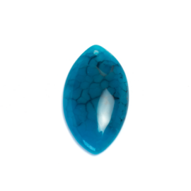 Kék, fekete sárkány achát ásvány medál, 51x29x7 mm