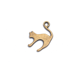 Cica, macska fityegő, medál, antik bronz színű, 14x19 mm