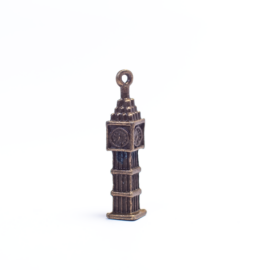 Óra torony, Big Ben fityegő, medál, antik bronz színű, 35x8 mm
