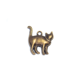 Cica, macska fityegő, medál, antik bronz színű, 18x16 mm