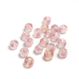 Virágos lámpagyöngy, üveg gyöngy, rózsaszín, 10 mm