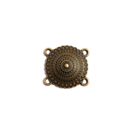 Kerek összekötő, karkötőalap, medálalap, antik bronz színű, 21x21 mm