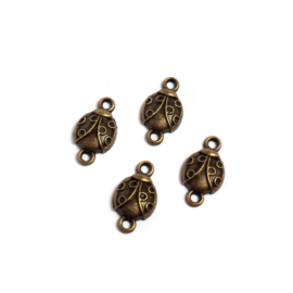 Katicabogár, katica összekötő, fityegő, medál, antik bronz színű, 18x10 mm