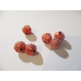 Rózsa, virág mintás golyó, gyöngy, köztes, narancs piros, akril, 8 mm