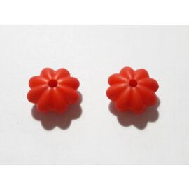 Piros virág gyöngy, köztes, 12x6 mm