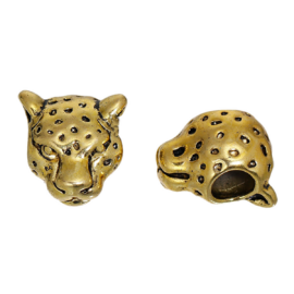 Leopárd köztes gyöngy, antik arany színű, 13x12 mm