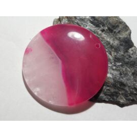Druzy achát ásvány medál, pink, 45x6 mm