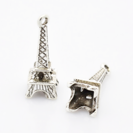 Eiffel-torony fityegő, medál, antik ezüst színű, 23x8x8 mm