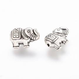 Elefánt köztes, antik ezüst színű, 13x9 mm