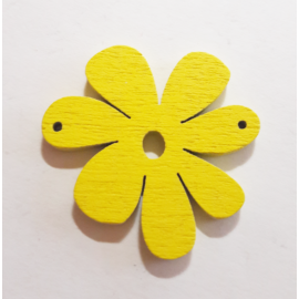 Virág fityegő, medál, összekötő, fa, sárga, 30 mm