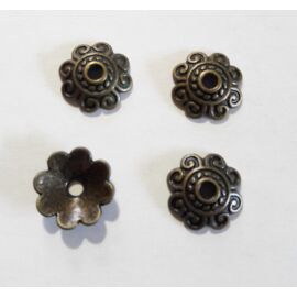Díszes  gyöngykupak, antik bronz színű, 11 mm