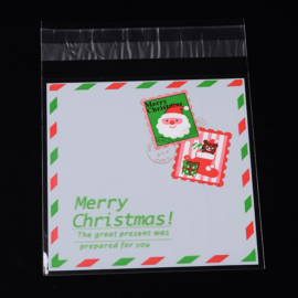 Karácsony mintás, feliratos színes celofán tasak, ajándék, süti, ékszer tasak, 13x10 cm