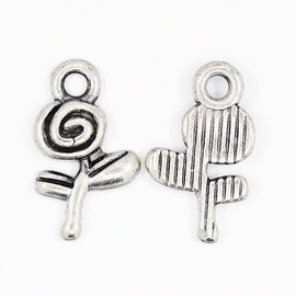 Kis virág, rózsa fityegő, medál, antik ezüst színű, 15x10 mm