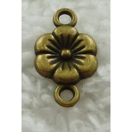 Virág fityegő, medál, összekötő, antik bronz színű, 18x10 mm