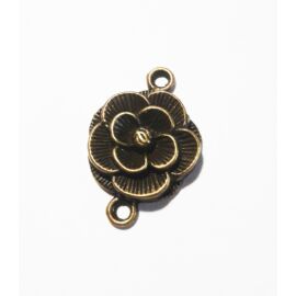 Virág fityegő, medál, összekötő, antik bronz színű, 26x17 mm