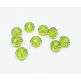 Olíva zöld csiszolt üveg gyöngy, fánk, abakusz, 6x4 mm