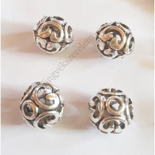 Áttört köztes, antik ezüst színű, 12x10 mm