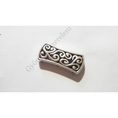 Díszes távtartó, antik ezüst színű, 26x12 mm