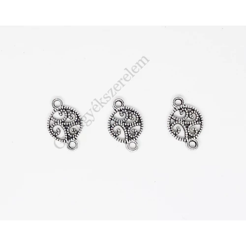 Kerek összekötő, antik ezüst színű, 16x10 mm