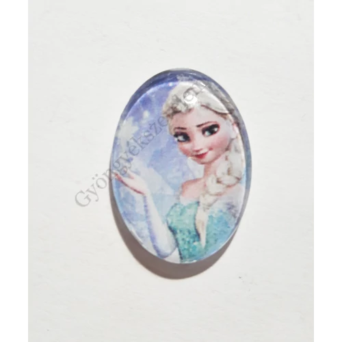 Jégvarázs, Elza mintás üveglencse, kaboson, 25x18 mm