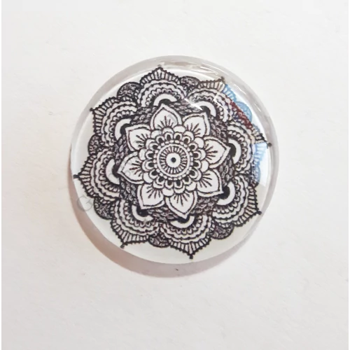 Mandala mintás üveglencse, kaboson, 25 mm