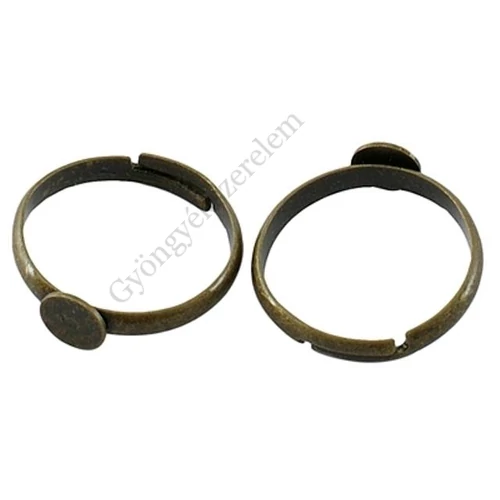 Tányéros gyűrűalap, antik bronz színű, 19 mm