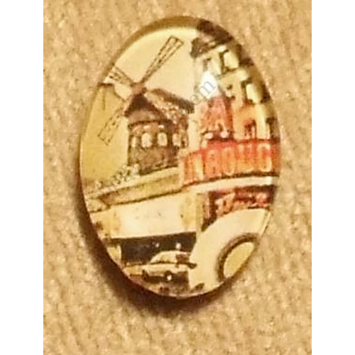 Moulin Rouge mintás üveglencse, kaboson, 25x18 mm