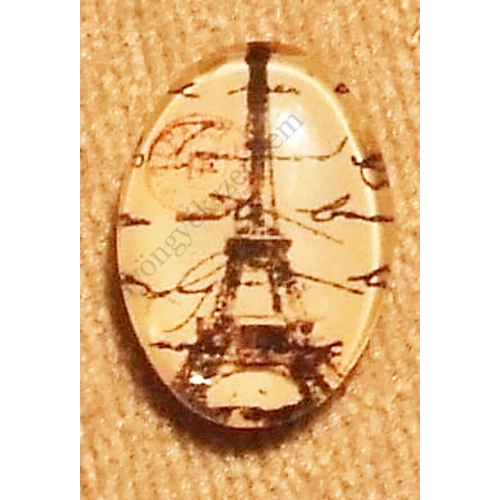 Eiffel-torony mintás üveglencse, kaboson, 25x18 mm