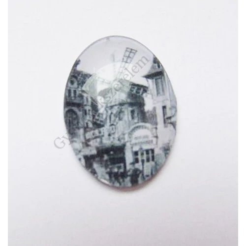 Moulin Rouge mintás üveglencse, kaboson, 25x18 mm