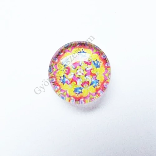 Mandala mintás üveglencse, kaboson, 18 mm