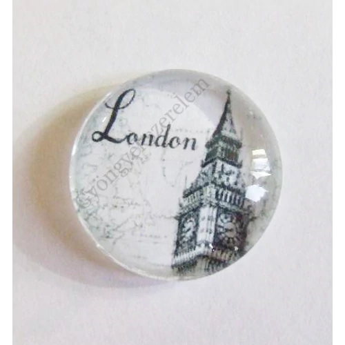 London, óra, Big Ben torony mintás üveglencse, kaboson, 25 mm
