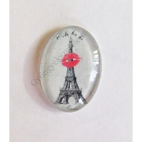 Eiffel-torony, csók mintás üveglencse, kaboson, 25x18 mm