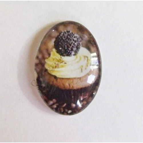 Muffin, süti mintás üveglencse, kaboson, 25x18 mm