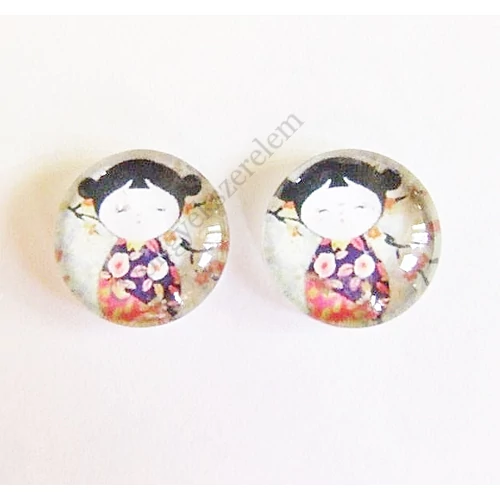 Japán baba mintás üveglencse, kaboson, 18 mm