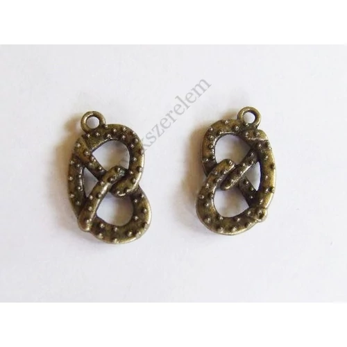 Perec fityegő, medál, antik bronz színű, 22x13 mm
