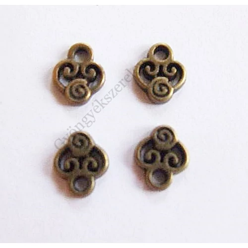 Pici szív fityegő, medál, antik bronz színű, 10x8mm