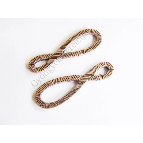 Nyolcas, végtelen összekötő, medál, vörösréz színű, 44x14 mm
