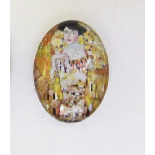 Klimt: Adele mintás üveglencse, kaboson, 25x18 mm