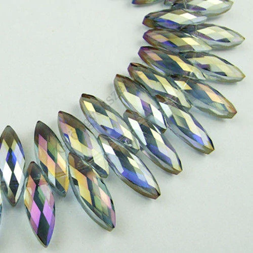 Lila színjátszó AB csiszolt rizs üveg gyöngy, 21x7 mm