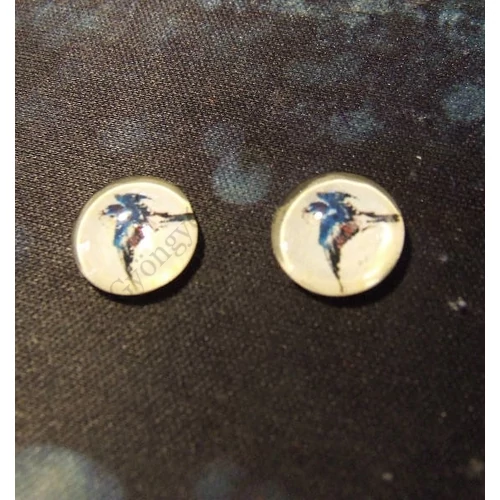Fecske madár mintás üveglencse, kaboson, 12 mm