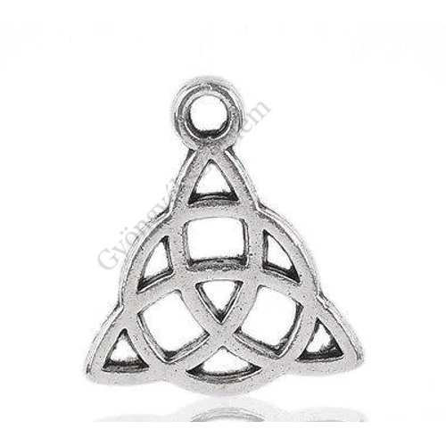 Kelta kereszt háromszög fityegő, medál, antik ezüst színű, 17x15 mm