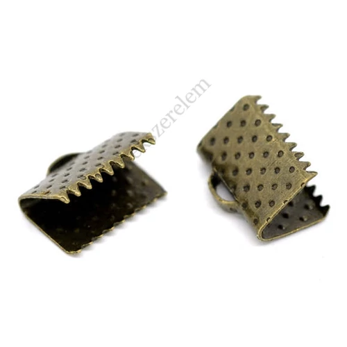 Szalagvég, végzáró, antik bronz színű, 10x8 mm