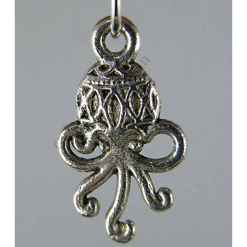 Polip fityegő, medál, antik ezüst színű, 19x11 mm