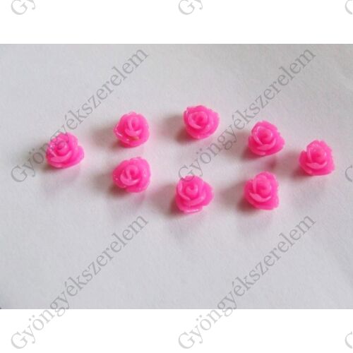 Műgyanta virág kaboson, fűzhető, rózsaszín, 7,5x6 mm