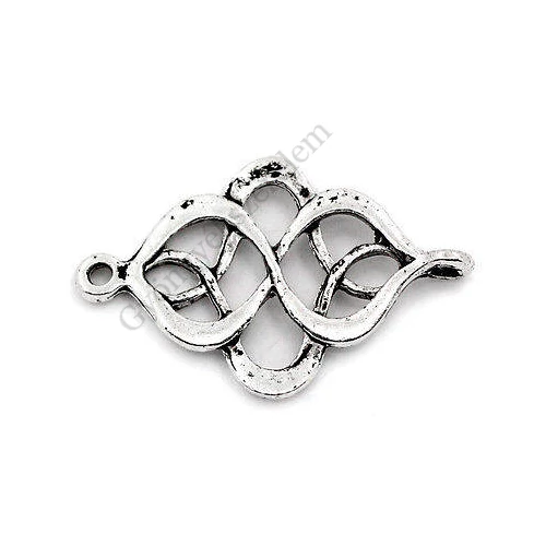 Kelta kereszt, csomó összekötő, fülbevalóalap, medálalap, medál, antik ezüst színű, 27x18 mm