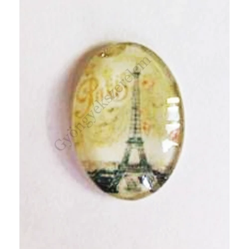 Párizs, Eiffel-torony mintás üveglencse, kaboson, 25x18 mm