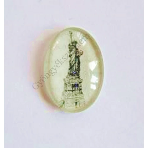 New York, Szabadság-szobor mintás üveglencse, kaboson,25x18 mm
