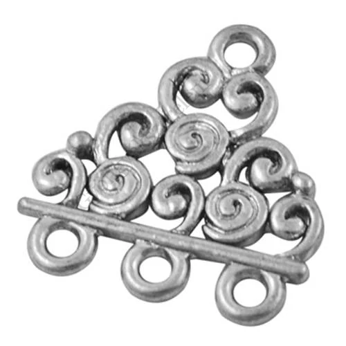 Csigás összekötő, fülbevalóalap, karkötőalap, medálalap, antik ezüst színű, 20x17 mm
