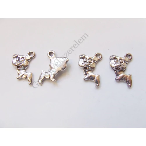 Kutya, kutyus fityegő, medál, antik ezüst színű, 17x12 mm